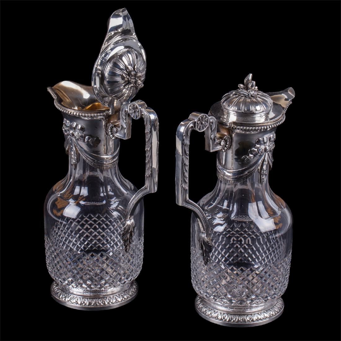 French pair of massive silver mounted claret jugs — image 2