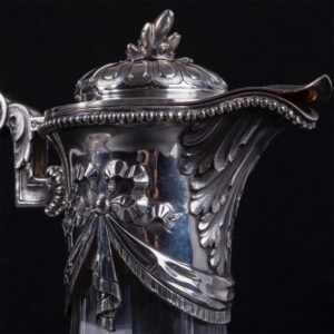 French pair of massive silver mounted claret jugs — image 3