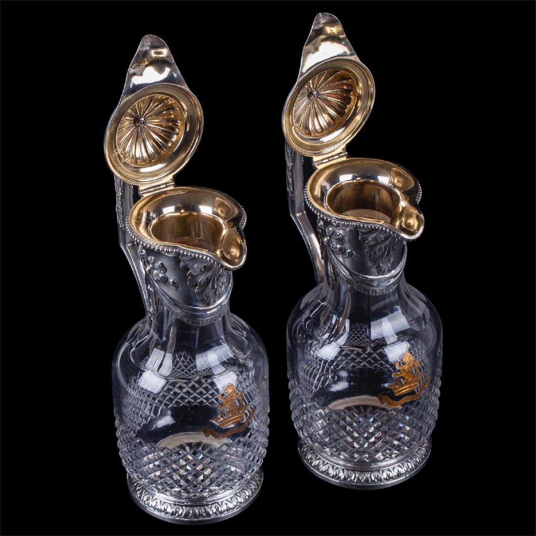 French pair of massive silver mounted claret jugs — image 4