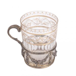Antique French silver-gilt and tea holder with a glass — image 1