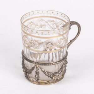 Antique French silver-gilt and tea holder with a glass — image 2