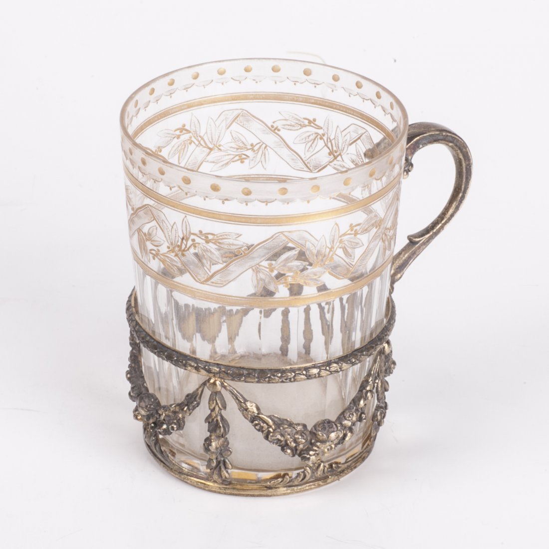 Antique French silver-gilt and tea holder with a glass — image 2