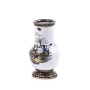 French "Risler & Carre" silver and porcelain vase — image 1