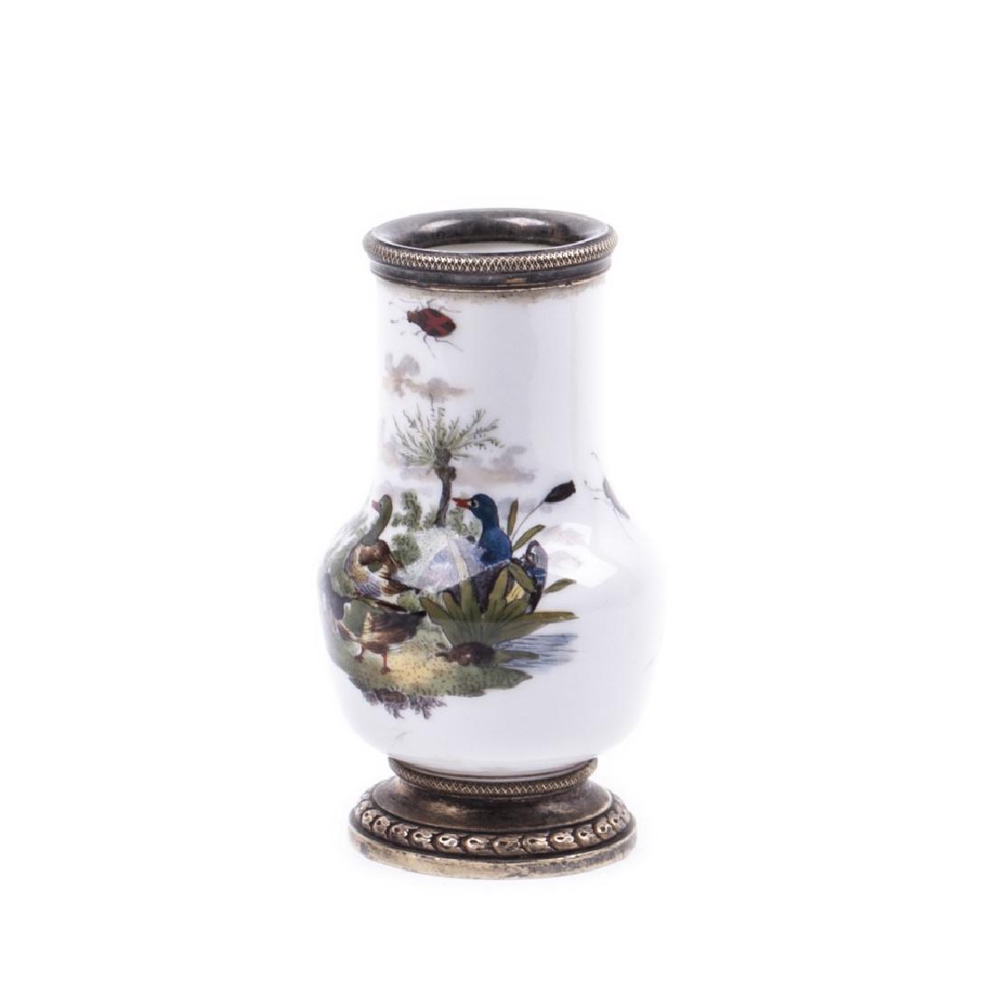 French "Risler & Carre" silver and porcelain vase — image 1