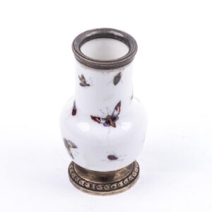 French "Risler & Carre" silver and porcelain vase — image 3