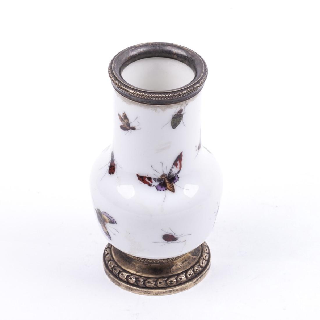 French "Risler & Carre" silver and porcelain vase — image 3