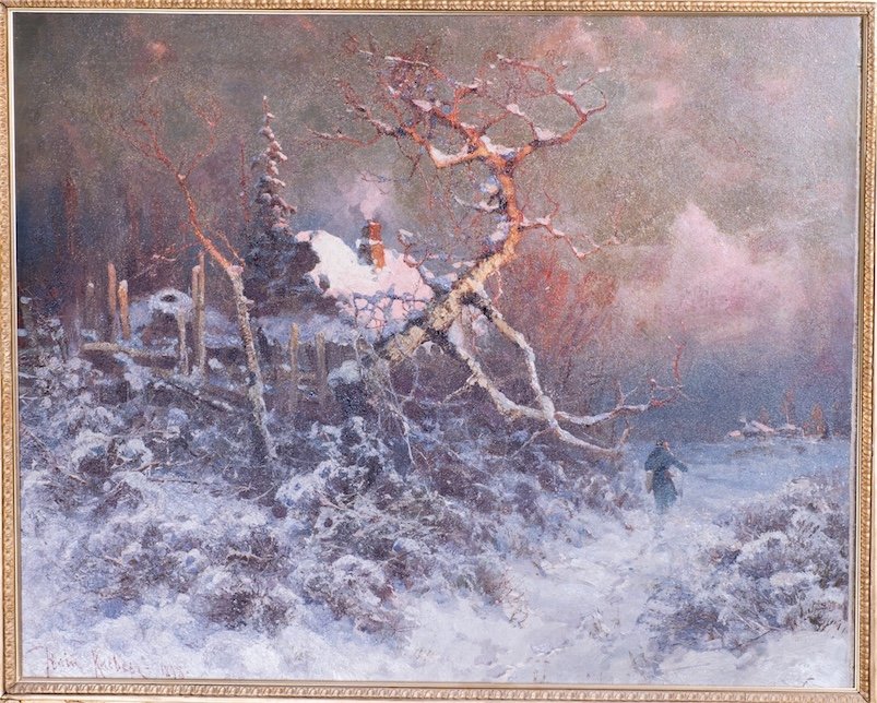 U.U.Klever oil on canvas painting "Winter evening" — image 2