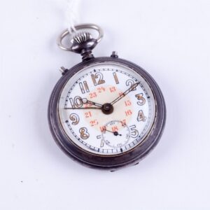 Pocket watch witch alarm in gunmetal case. — image 1