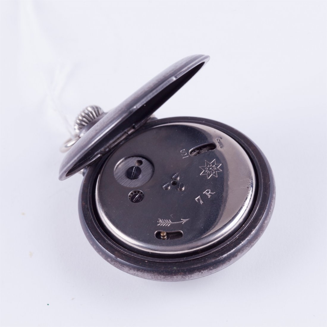 Pocket watch witch alarm in gunmetal case. — image 2