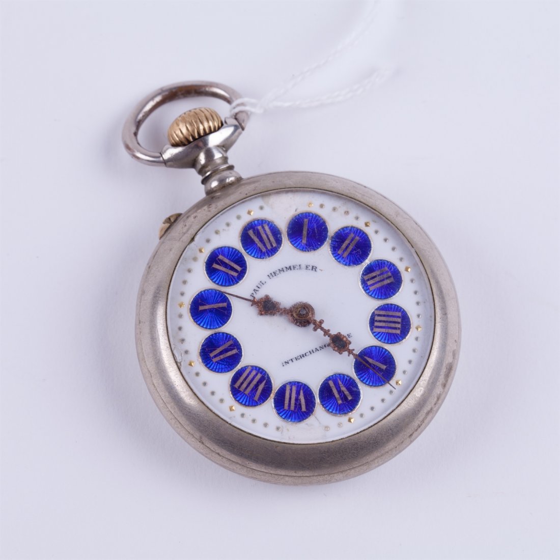 Pocket watch steel case with enamel dial. — image 1