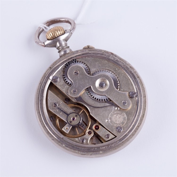 Pocket watch steel case with enamel dial. — image 4
