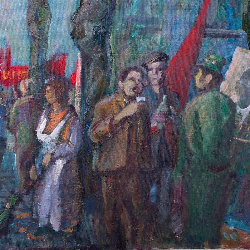 Soviet oil on canvas painting "Socialistic revolution" — image 3