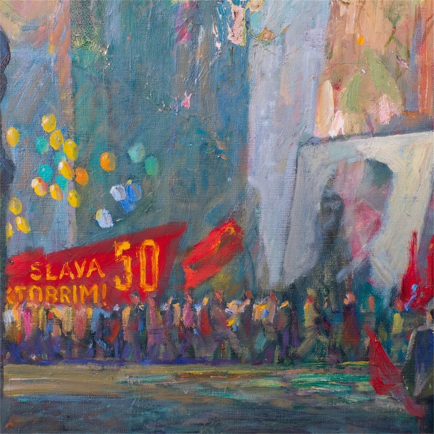 Soviet oil on canvas painting "Socialistic revolution" — image 4
