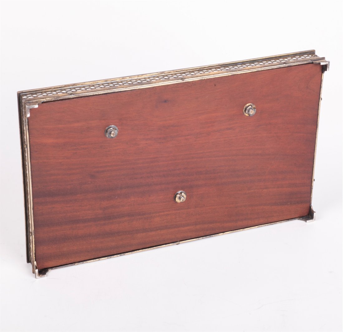 Antique French desk inkwell with red wood inserts — image 4