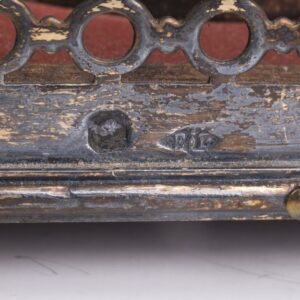 Antique French desk inkwell with red wood inserts — image 5