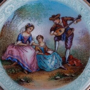 Antique silver and hand painted enamel powder box — image 2