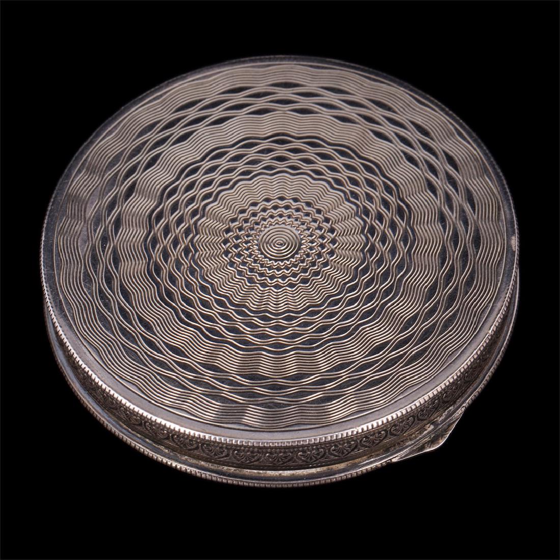 Antique silver and hand painted enamel powder box — image 3