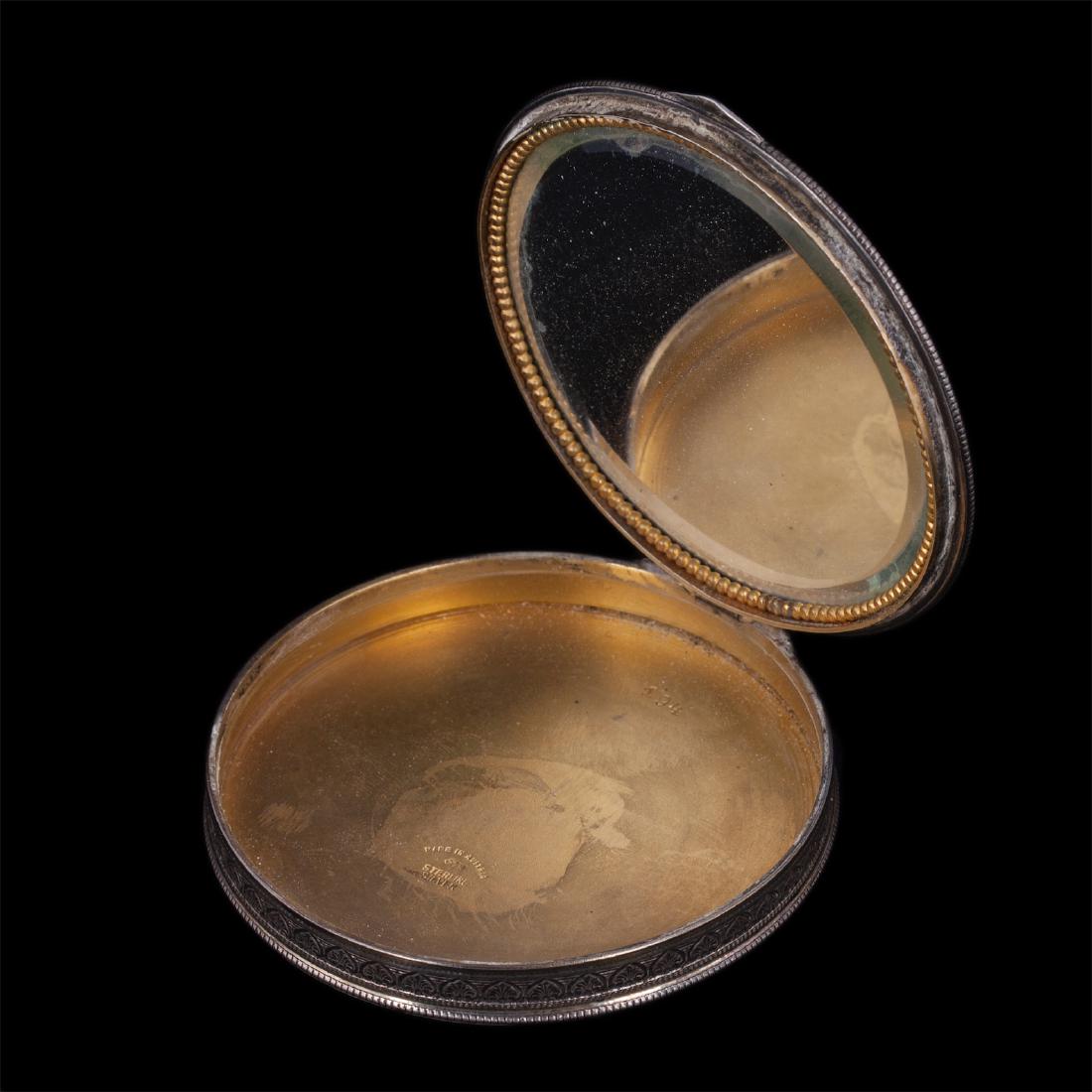Antique silver and hand painted enamel powder box — image 4