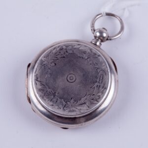 Silver "Qte Boutte" hunting pocket watch with enamel — image 2