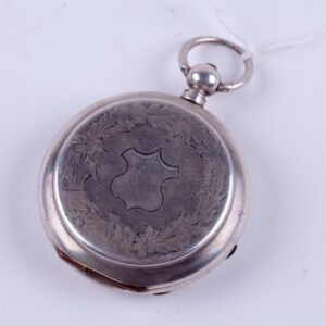 Silver "Qte Boutte" hunting pocket watch with enamel — image 3