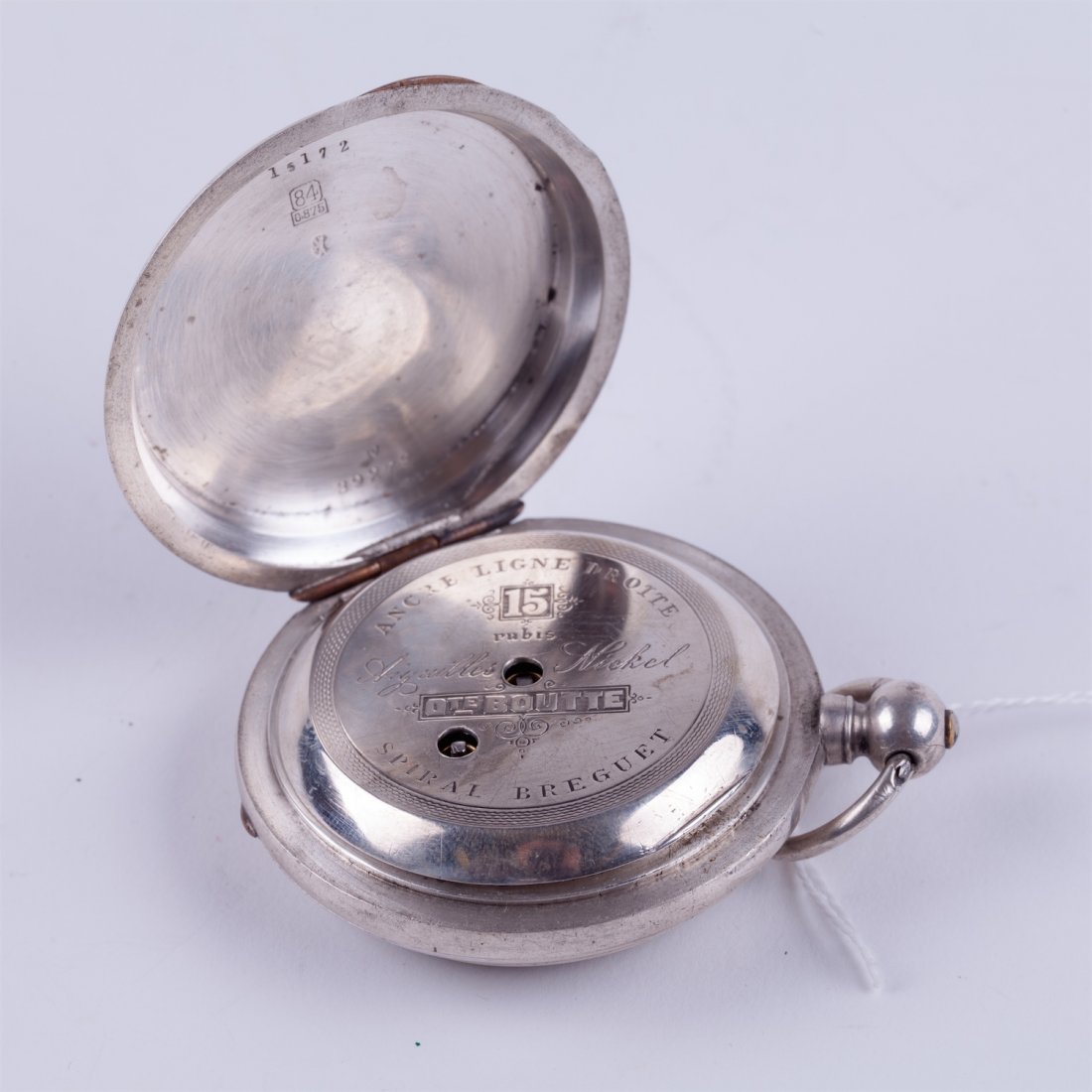 Silver "Qte Boutte" hunting pocket watch with enamel — image 4