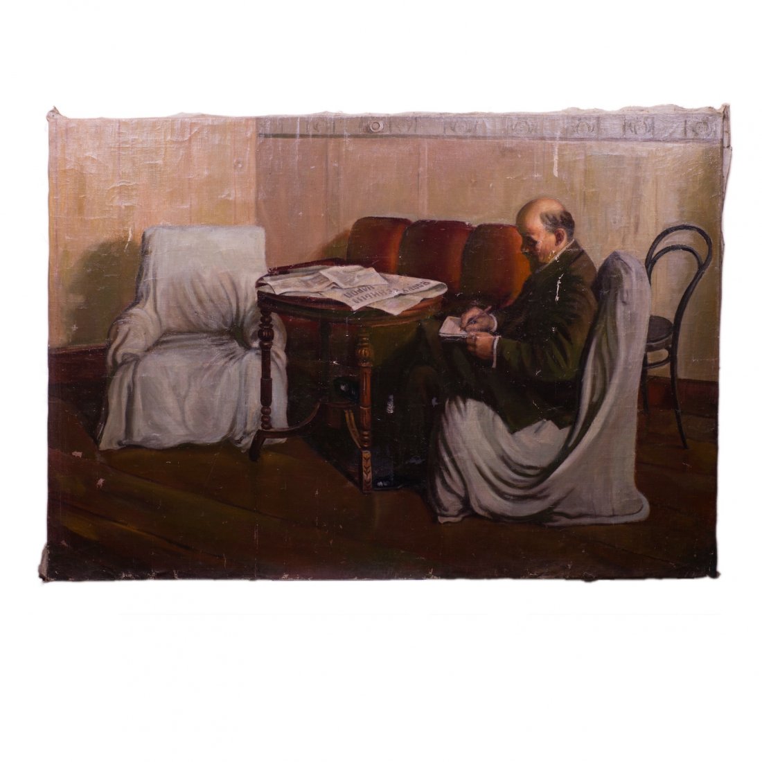 Soviet oil on canvas painting "Lenin in Smolniy". — image 1