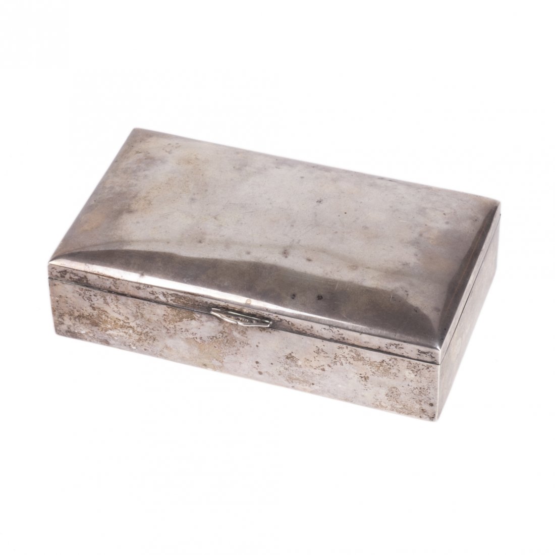 Antique silver cigar box with wooden inserts — image 1