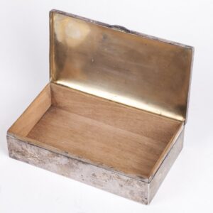 Antique silver cigar box with wooden inserts — image 2