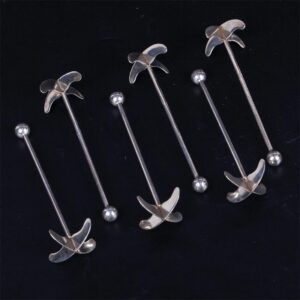 Set of 6-pieces of silver swizzle sticks on stand — image 5