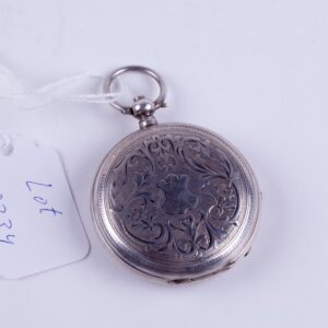Silver "Qte Boutte" hunting pocket watch with enamel — image 2