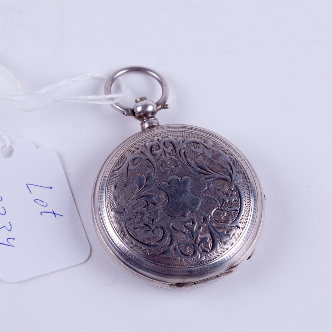 Silver "Qte Boutte" hunting pocket watch with enamel — image 2
