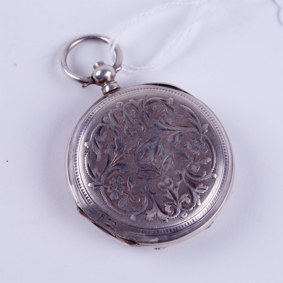Silver "Qte Boutte" hunting pocket watch with enamel — image 3