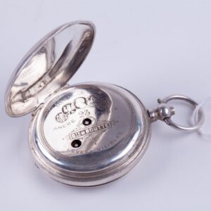 Silver "Qte Boutte" hunting pocket watch with enamel — image 5