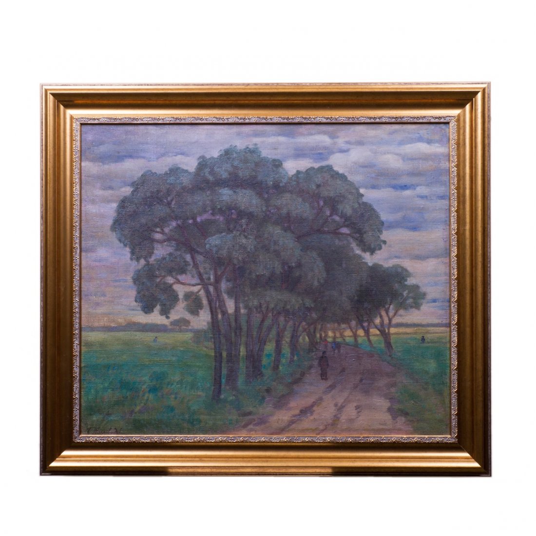 Soviet oil on canvas painting "Countryside road" — image 1