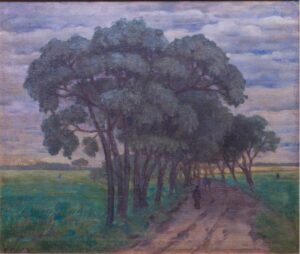 Soviet oil on canvas painting "Countryside road" — image 2