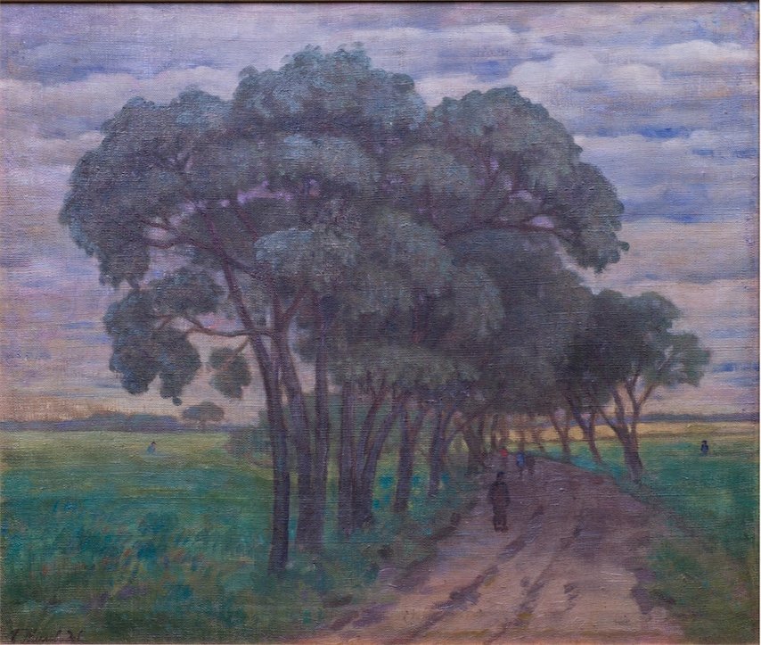 Soviet oil on canvas painting "Countryside road" — image 2