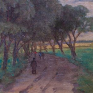 Soviet oil on canvas painting "Countryside road" — image 4