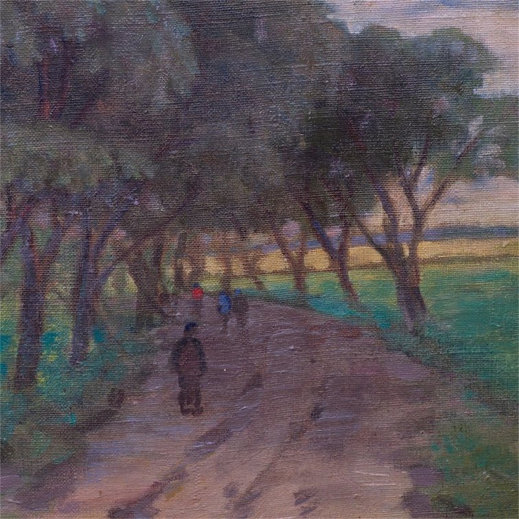 Soviet oil on canvas painting "Countryside road" — image 4