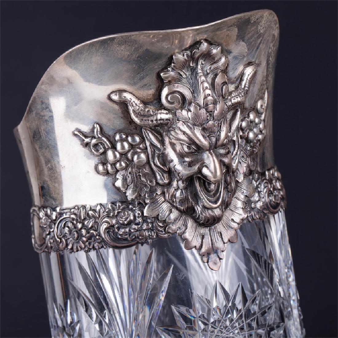 Huge Tiffany silver mounted cut glass pitcher — image 2