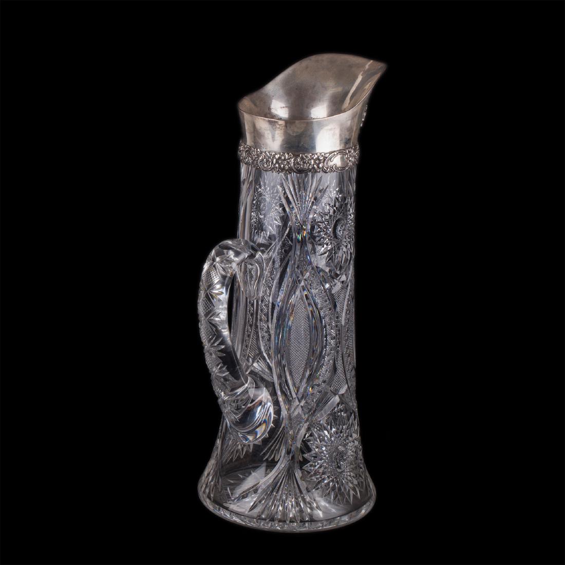 Huge Tiffany silver mounted cut glass pitcher — image 3