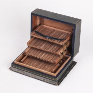 Wooden Italian micro mosaic cigarette case in leather — image 2