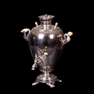 Rare Russian silvered brass samovar in the shape of — image 1