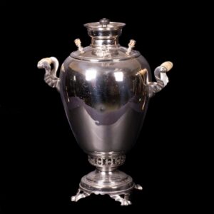 Rare Russian silvered brass samovar in the shape of — image 3