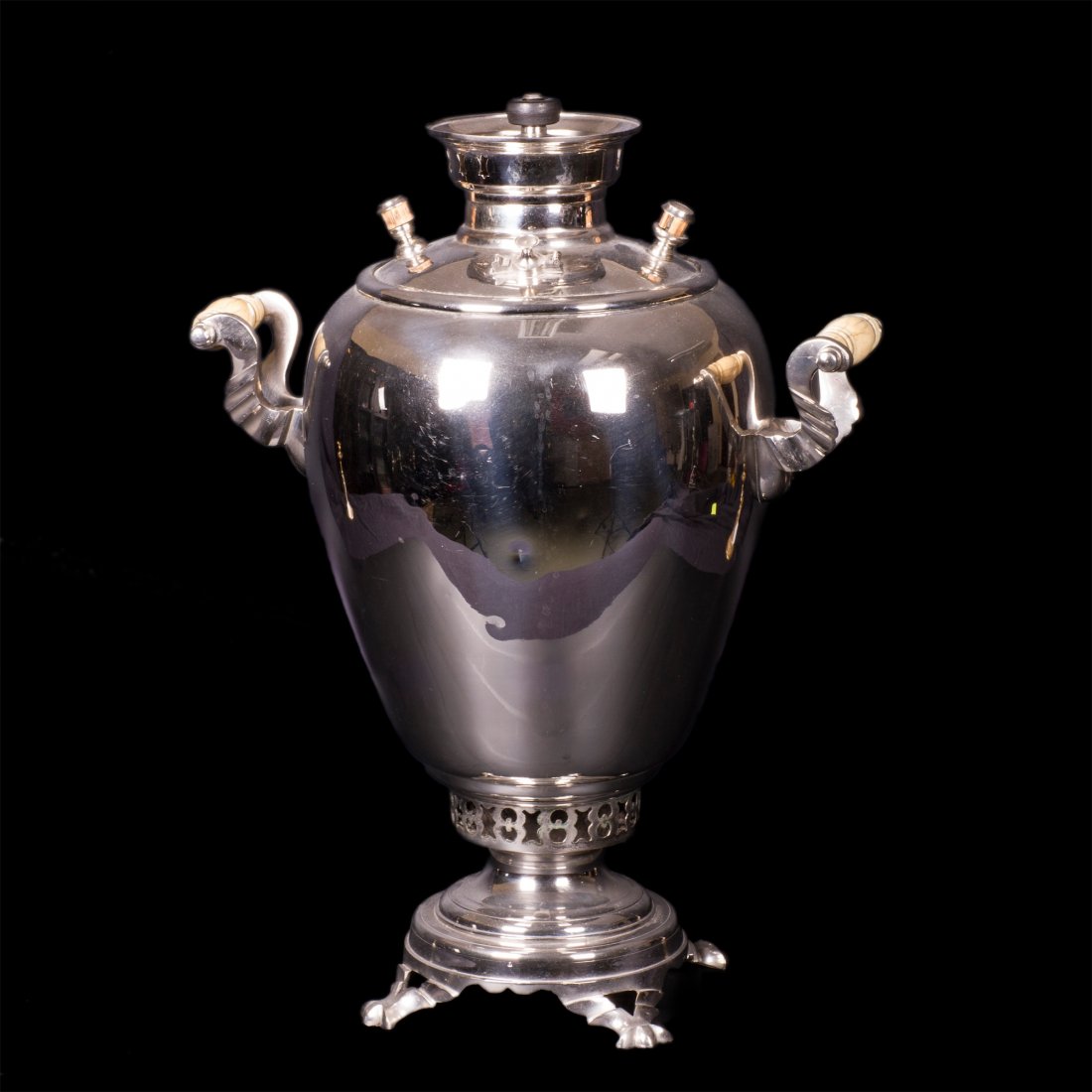 Rare Russian silvered brass samovar in the shape of — image 3