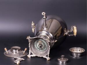 Rare Russian silvered brass samovar in the shape of — image 6
