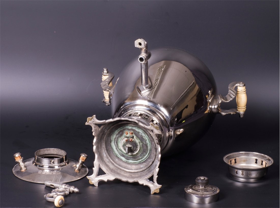 Rare Russian silvered brass samovar in the shape of — image 6