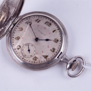 Hunting case silver pocket watch "Hislon". — image 1
