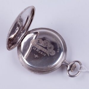 Hunting case silver pocket watch "Hislon". — image 6