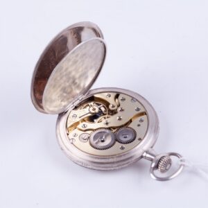 Hunting case silver pocket watch "Hislon". — image 9
