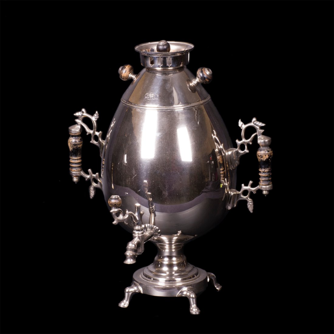 Rare Russian silvered brass samovar in the shape of — image 1